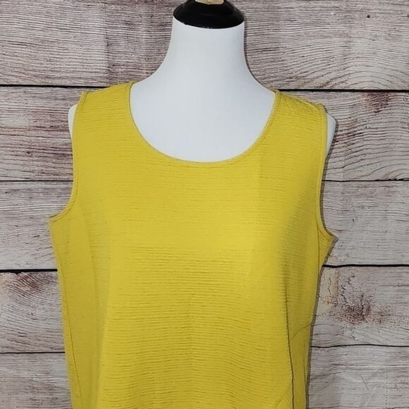 NWT Alfani Yellow Asymmetrical Sleeveless Top Size 1X - Picture 2 of 16
